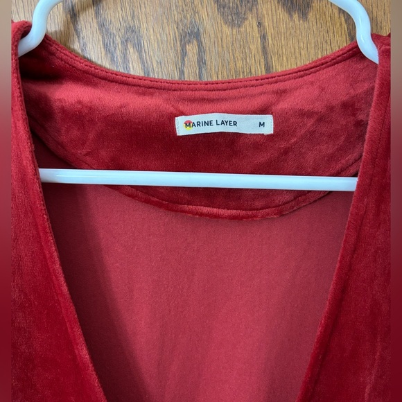 Marine Layer Red Velvet wrap dress, size M - Picture 2 of 10
